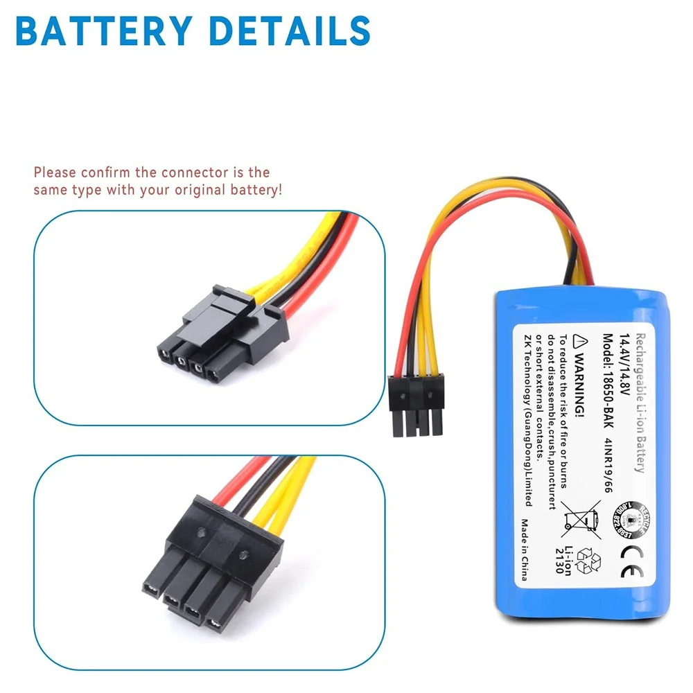 

14.4V 6800mAh Lithium-ion Battery for Proscenic Cocoa Smart 780T 790T, CECOTEC CONGA 1290 1390 1490