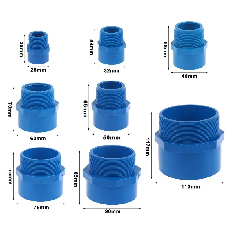 1PC ID 25-110mm PVC Male Thread Straight Connector Aquarium Fish Tank Feedwater Joint Garden Irrigation Tube Water Pipe Adapter