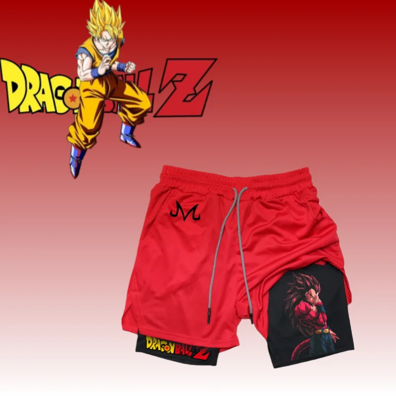 Celana Pendek Olahraga Pria 2025 Dragon Ball Koleksi Resmi Goku Lapis Ganda Bernapas Longgar untuk Latihan Lari Nyaman