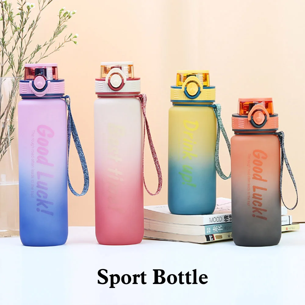 

0.7/1 Liter Large Capacity Sports Water Bottle Leak Proof Colorful Plastic Cup Drinking Outdoor Travel Portable Gym Fitness Jugs