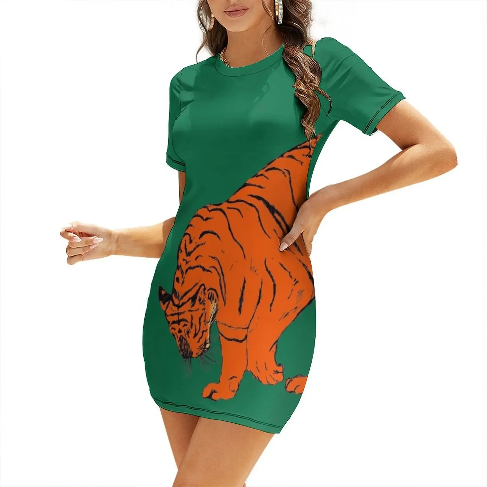 

Tiger drawing Short-Sleeved Dress summer dresses for women 2026 Dress for pregnant women elegant dresses for women
