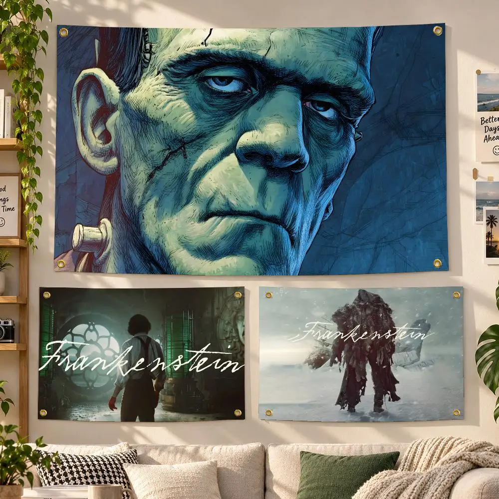 Horror Frankenstein Gothic Flags Personalized Banner Flag Room Dorm Camping Picnic Garage Bar Outdoor Wall Decor
