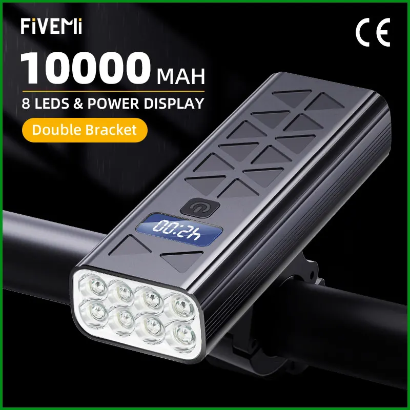 FIVEMI 10000mAh Bicycle Light LED Rechargeable Rainproof Set MTB Bike Light Front Headlight Lamp Flashlight Bike Accessories