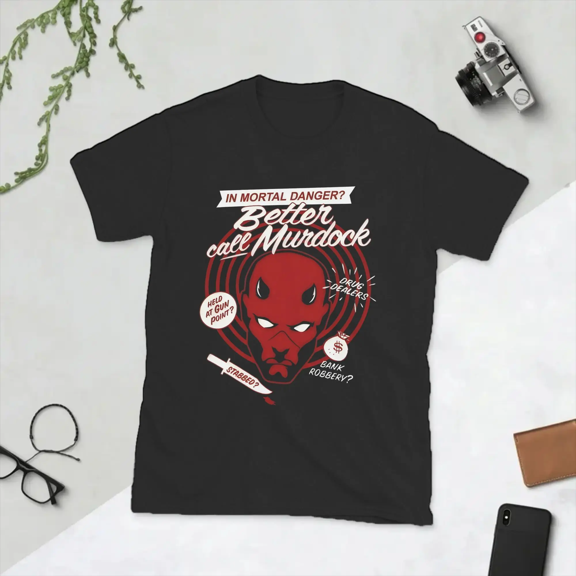 Men T-Shirt Daredevils Anime Cartoon Funny Cotton Tees Short Sleeve  T Shirt Round Neck Clothing Gift Idea