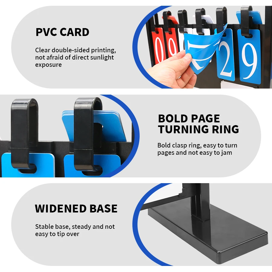 1pc 6 자리 수직 이동식 플립 스코어 보드 축구 농구 코트 스코어 보드 게임 기록