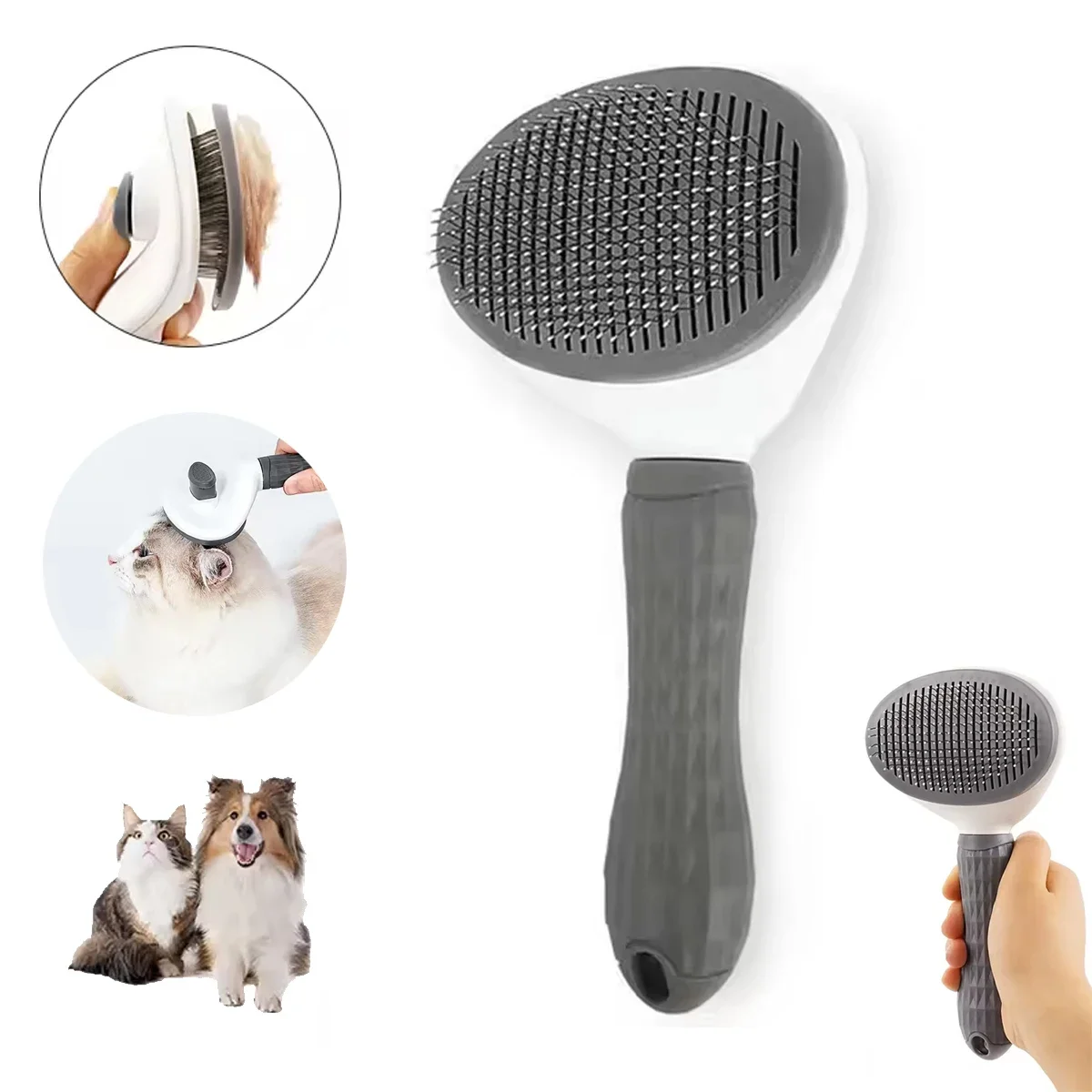 Anti-slip One Click Hair Removal Cat Brush Stainless Steel Needle Don't Hurt Hair Dog Brush Massager Comb for Dogs Pets Supplies