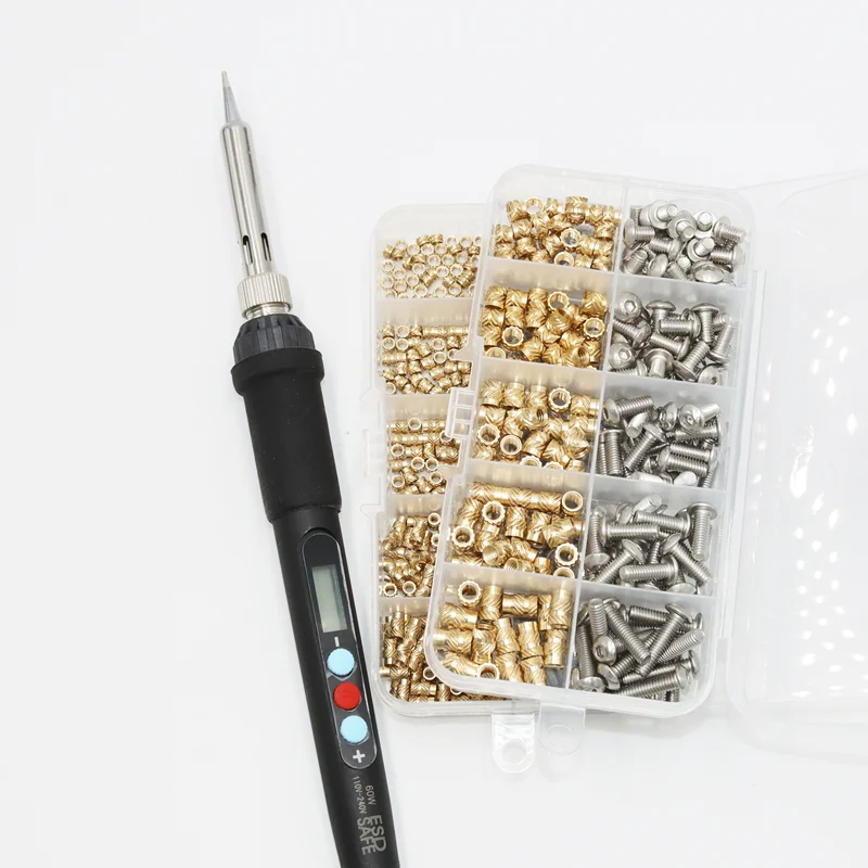 609p Messing Einsatz Mutter Schraube Digital Display Lötkolben Spitze Wärme Set Einsatz Werkzeug Eingebettet Kupfer Mutter Bolzen Kit für 3d Druck – Detail 2