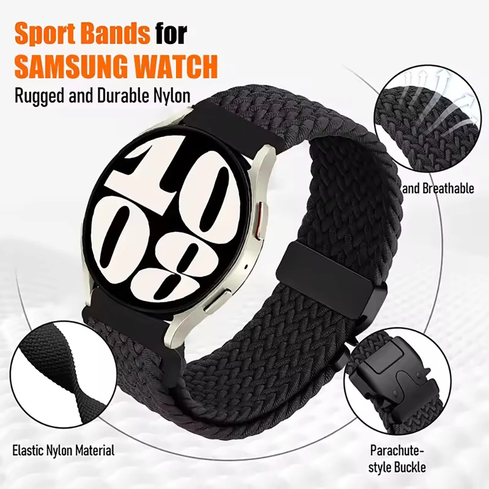 Cinturino in nylon con fibbia per paracadute 22mm 20mm per Samsung Galaxy Watch 7/6/5/4/Active 2 40mm 44mm 6 4Classic Gear S3 cinturino braccialetto