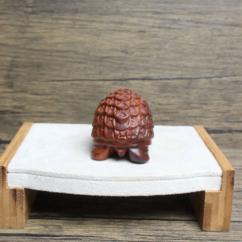 B78B-Feng Shui Money Turtle Statue Carved Wood Figurine Decoration Wealth Lucky Ornament For Office Good Omen