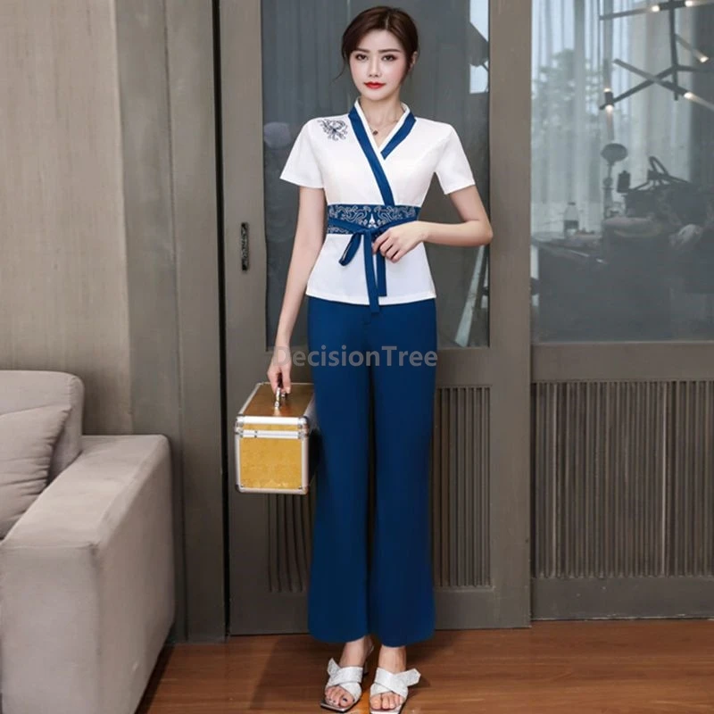 2025 ช่างเสริมสวยเสื้อผ้าทํางานผู้หญิงอินเทรนด์สุขภาพPreservation Clubสปาชุดแช่เท้าและเท้าTherapyช่างเสื้อผ้า