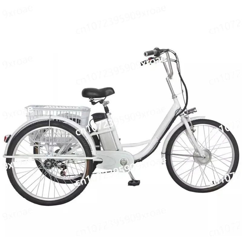 For Mens Three Speed Transmission 24 Inch 3 Wheel Electric Tricycles Trike For Adults 250W Motor 48V Electric Bicycle