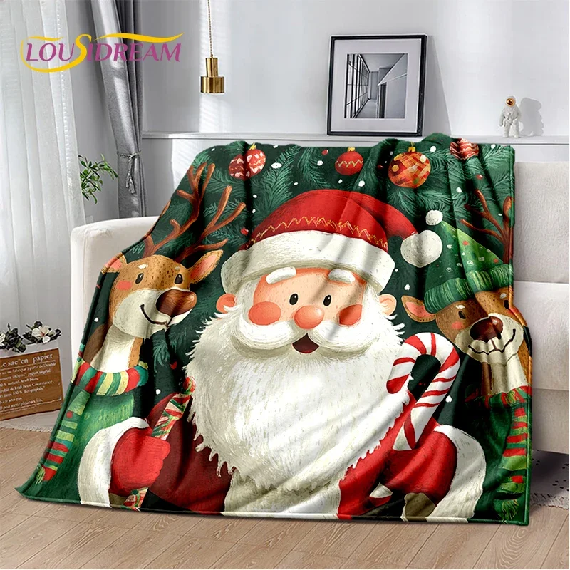 2025 Merry Christmas Tree Santa Claus,New Year Fairy Tale Gift Soft Plush Blanket,Flannel Throw Blanket for Living Room Bed Sofa