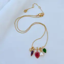 2024 New Pearl Star Peach Heart Square Pendant Harajuku Korean Fashion Trend Elegant Minimalist Commuting Crowd Necklace Hippop