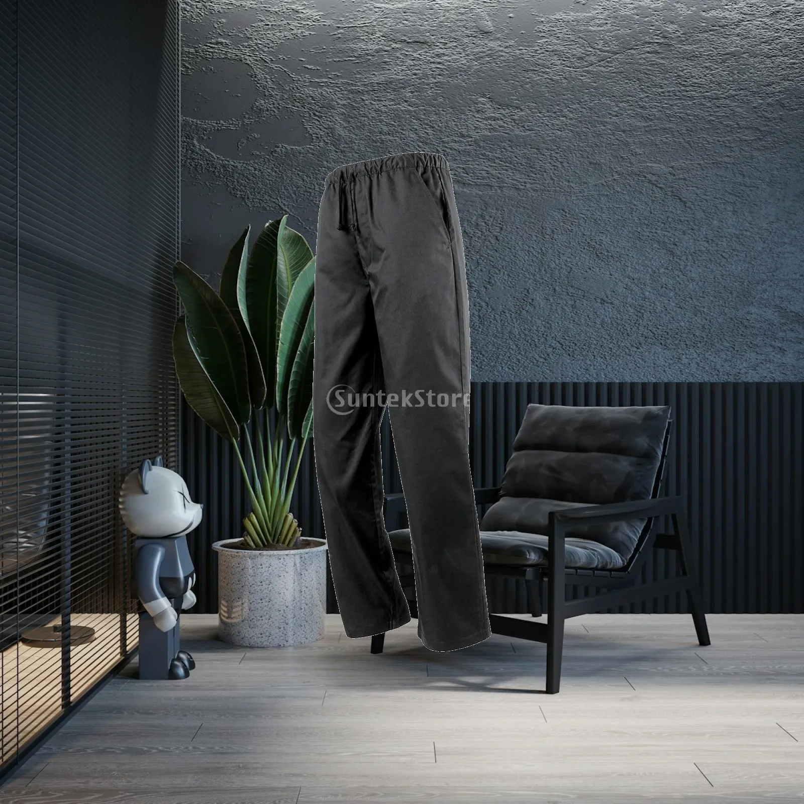 Unisex Baggy Chef Pants Cotton Elastic Waist Professional Work Trousers for Hospitality Workplaces