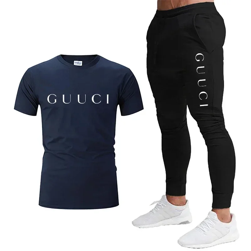 Sommer Casual Sportswear Herren bekleidung Kurzarm bedruckte T-Shirt Hosen Anzug Mode Jogging Fitness Training zweiteiliges Set