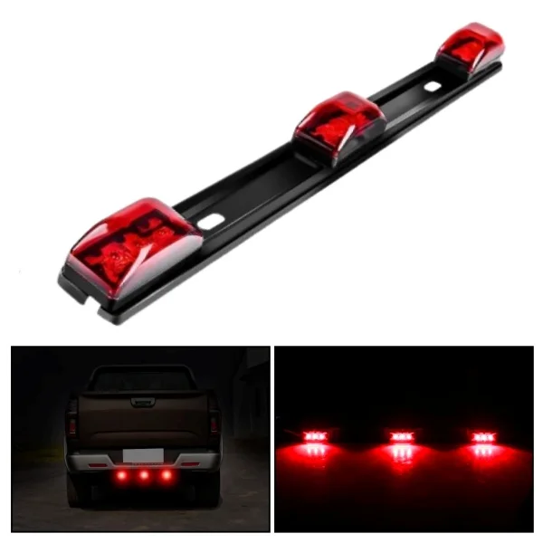 15inch Red Trailer Light Bar 3 Light 9LED Clearance ID Bar Marker Tail Light For Truck Trailer Boat Identification Light