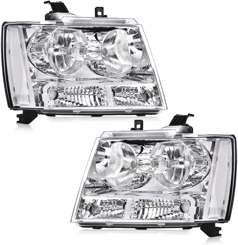 

Headlights Assembly Pair, Compatible with 2007-2014 Chevy Tahoe Suburban/2007-2013 Chevy Avalanche Corner HeadLamp Clear Lens Ch