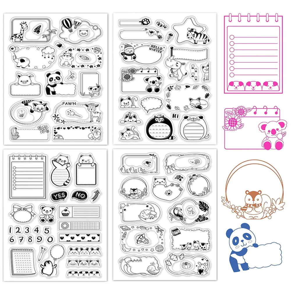 Animal Clear Stamps Calendar Planner Transparent Silicone Stamp Molds for DIY Scrapbooking Card Making Envelope Diary Decoration