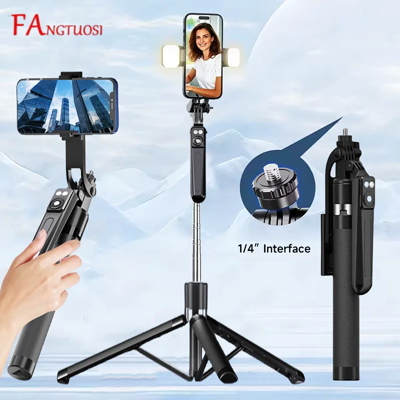 FANGTUOSI 1,7 м штатив для селфи, выдвижной беспроводной Bluetooth пульт дистанционного управления, портативная подставка для смартфона, крепление для телефона iOS Android
