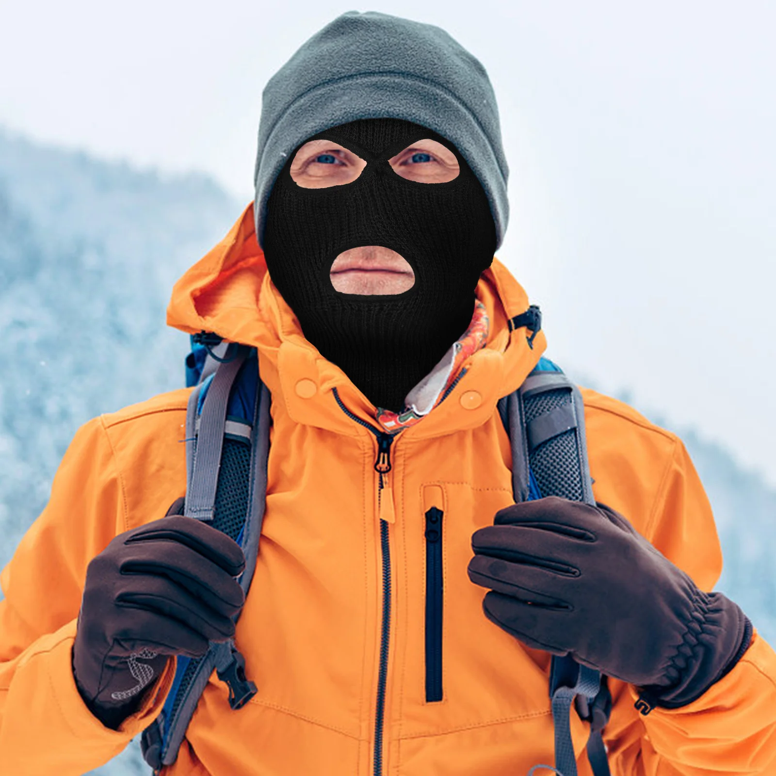 

Warm Knitted Ski Mask 2pcs 3 Hole Balaclava Face Cover Windproof Cycling Hood for Men Women Winter Outdoor