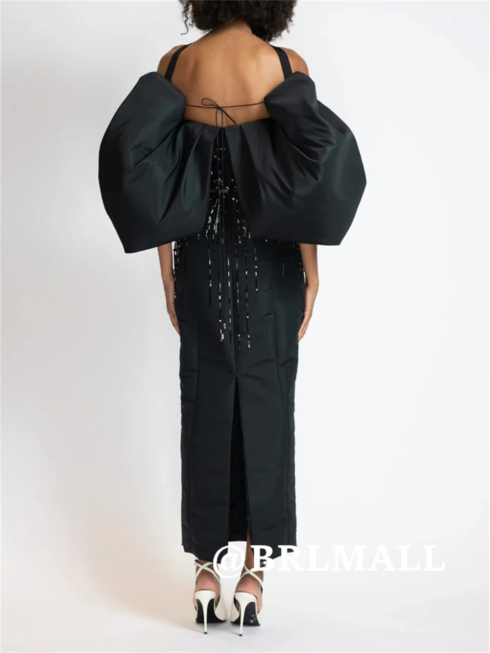 فستان BRLMALL طويل مطرز للنساء من الساتان قبالة الكتف فساتين مناسبة رسمية مخصصة للحفلات الراقصة