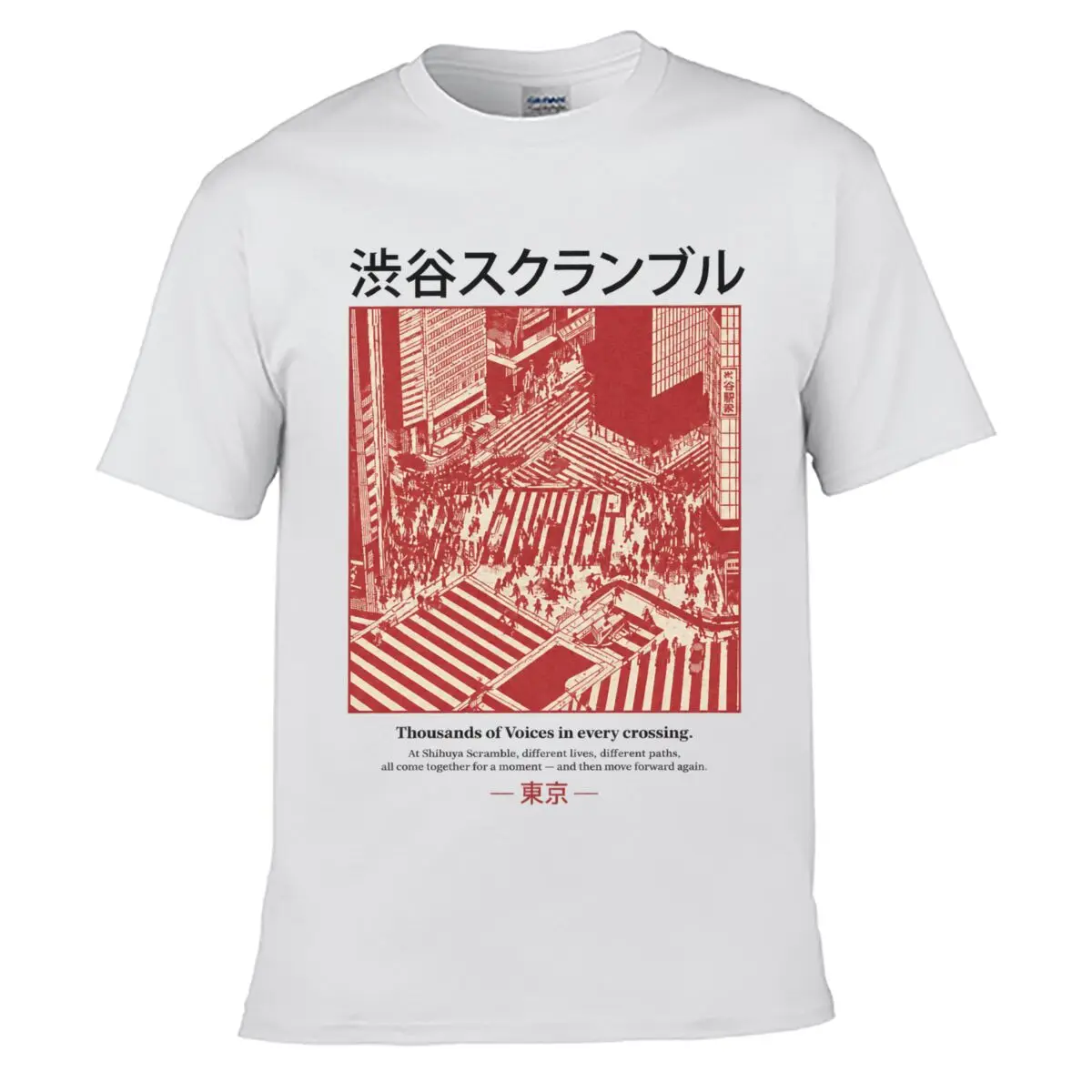 Shibuya Scramble Thousands Of Voices Tokyo Crossing Graphic Men Summer T-shirt Top