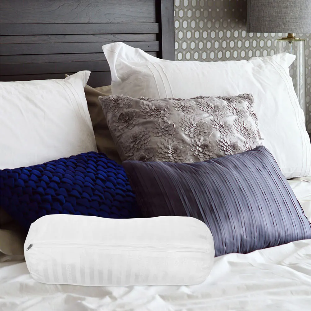 

2pcs Long Cylindrical Pillow Covers Soft Breathable Fabric Round Neck Roll Pillowcase For Sofa Bed Living Room Tube Cushion Case