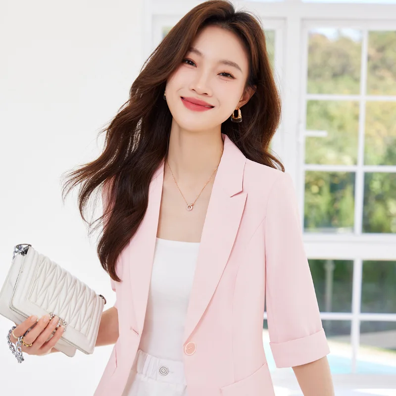 White Half-Sleeve Suit Jacket Women's High-End Temperament Suit Skirt2024Spring and Autumn New Small Women's Suit Suit