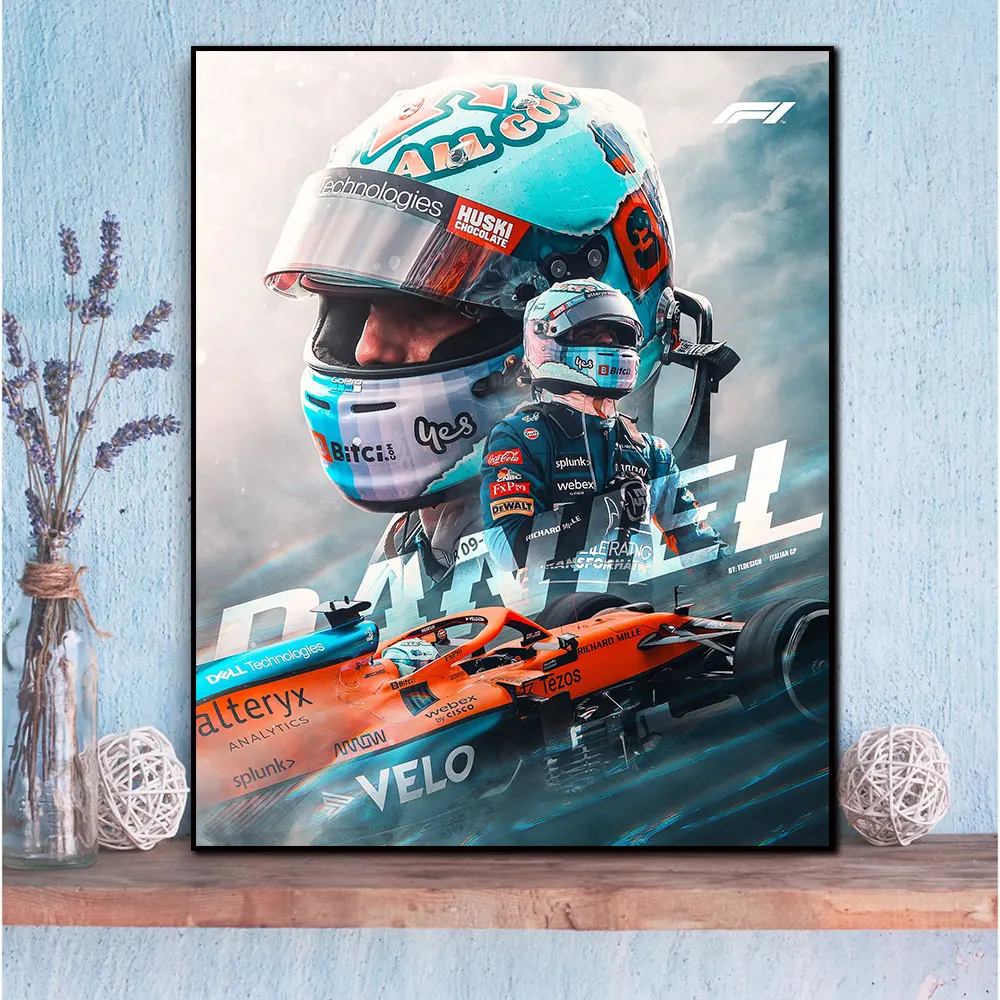 جدار الفن قماش F1 سباق الشكل المشارك اللوحة ديكور المنزل لغرفة المعيشة المتسابق صورة طباعة غرفة نوم جدارية الإطار