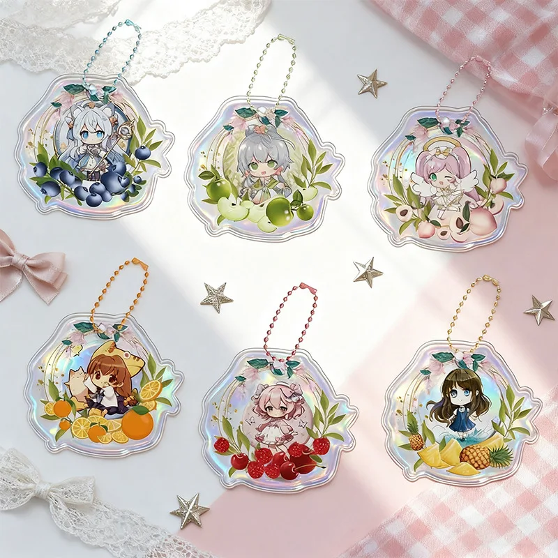 

Cartoon Fruit PVC Badge Holder Anime Pin Display Case Chain Protector Sweet INS Badge Clip Bag Cute Ita Bag Charm Accessory