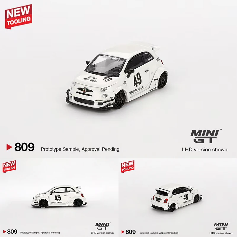 

PreSale MINIGT 809 1:64 LBWK Abas Works ABARTH 595 Gara коллекционные белые модели автомобилей коллекционные игрушки