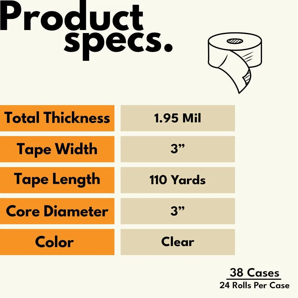 شريط صندوق تعبئة متحرك للشحن بالحرارة مقاس 3 × 110 ياردة، 912 لفة، 2 مل #3