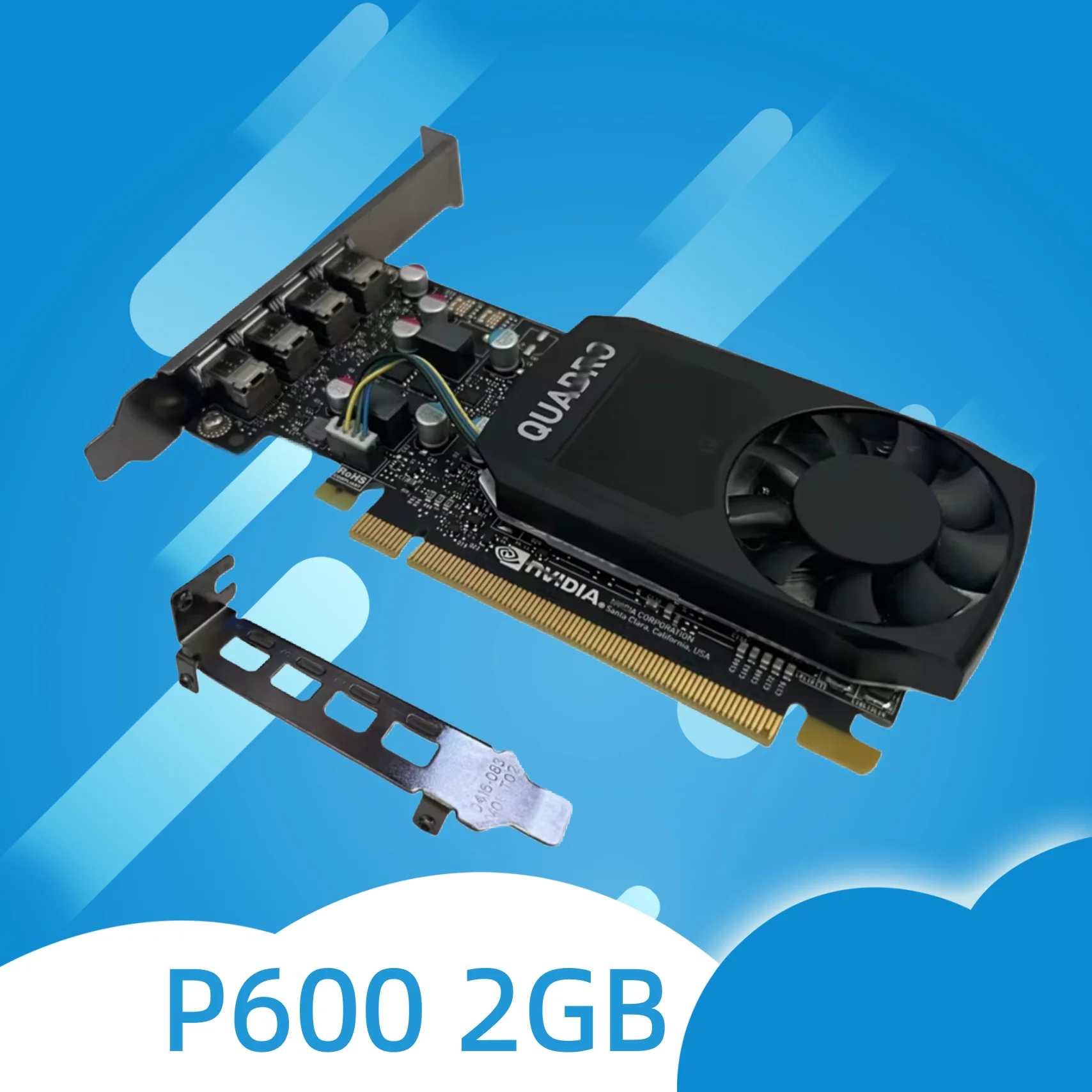 بطاقة رسومات احترافية أصلية 2 جيجا بايت لبطاقة الرسومات Nvidia Quadro P600، مشبك فيديو Cad/Ps، Ddr5، 4 Mini Dp، P600 2Gb #1