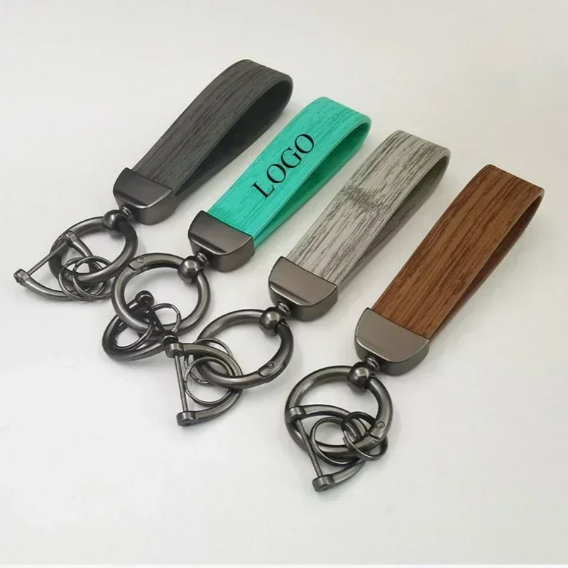 Factory Wholesale Tree WoodGrain Texture Car Specific Keychain Simple and Fashionable Men and Women Key Chain Bag Metal Pendant