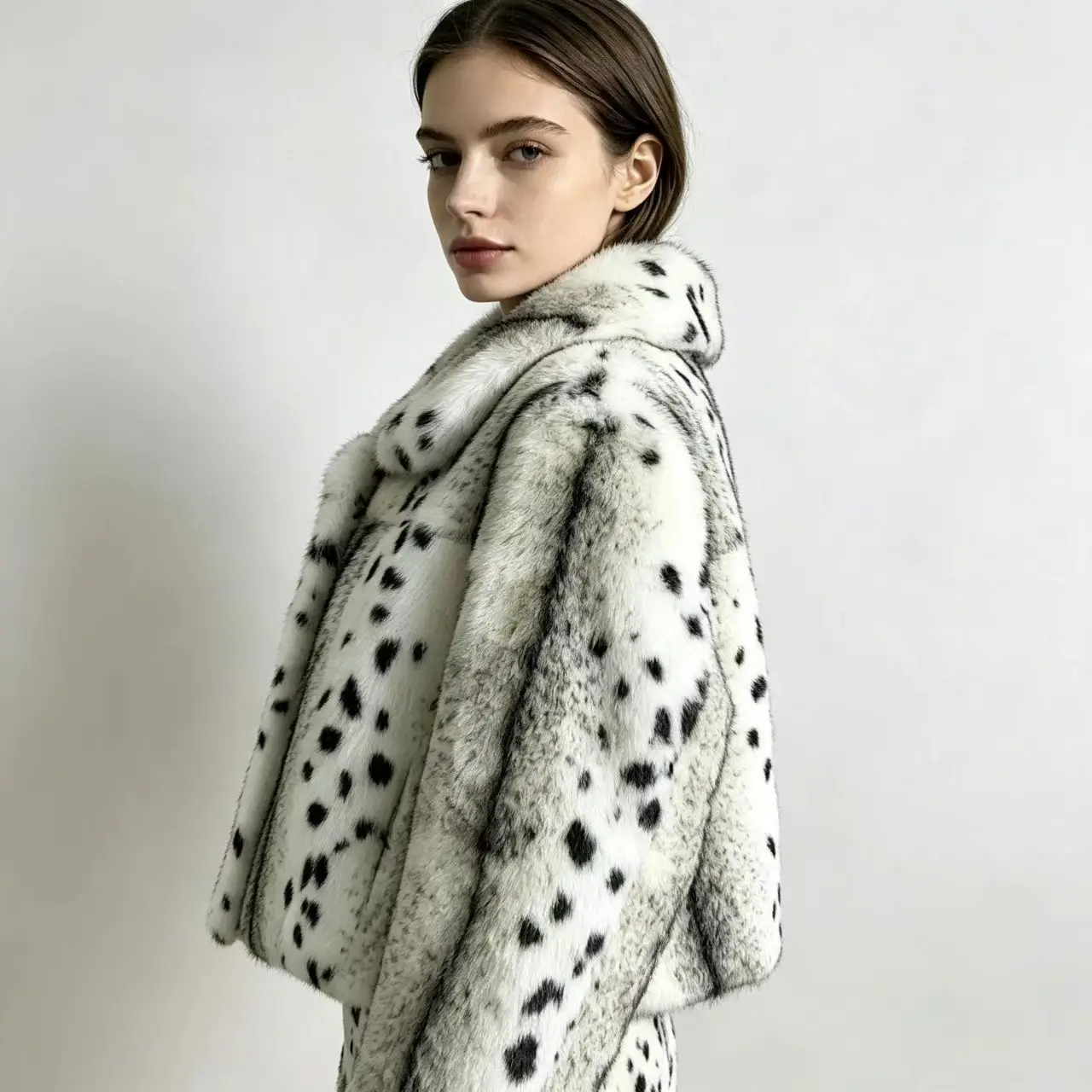 New Leopard Fur Coat Fur Fluffy Luxury Fur Coat Women Winter Overcoat Real Rabbit Fur Jacket Natural Fur Collar Outerwear Short