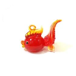 New Custom Floating Glass Bubble Red Goldfish Mini Figurine ciondolo acquario Fish Tank Decor accessori Cute Sea Animal Statue