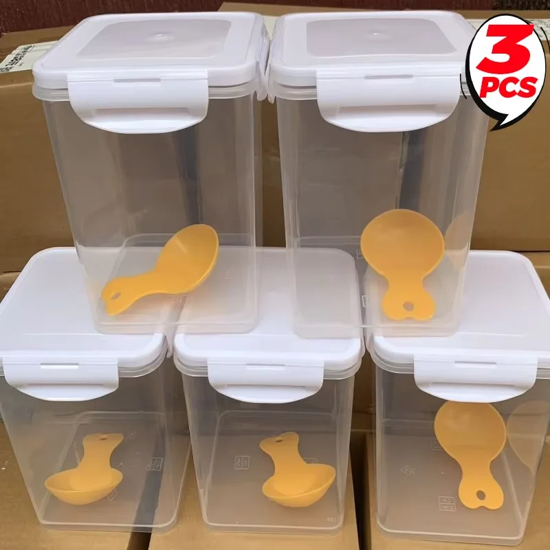 Tarro con sello de cereales portátil, contenedor de almacenamiento, dispensador de alimentos de cocina, tarros sellados a prueba de humedad de gran capacidad, accesorios de cocina