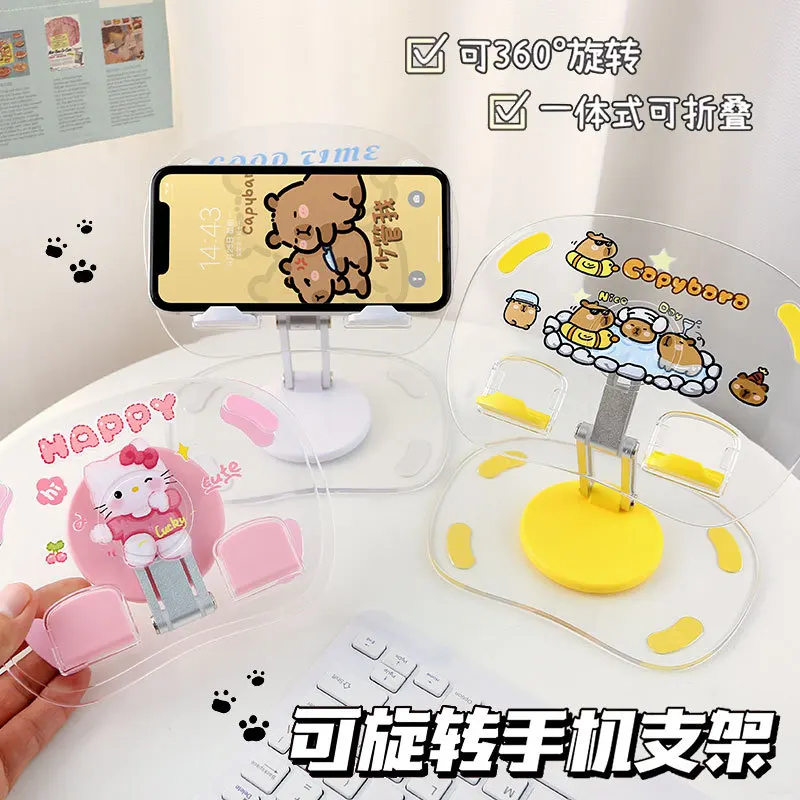 New Crayon Shin-Chan Anime Figures Desktop Rotating Tablet Stand Universal Folding Lifting Stand Lazy Acrylic Phone Stand Gifts