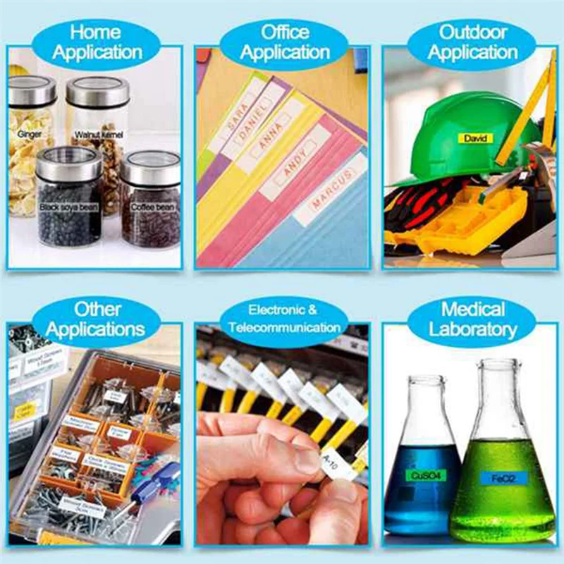 Pita Label Efficientt-91205 Untuk Mesin Pembuat Label DYMO Letratag Seri LT-100T LT-100H Kertas Pencetakan Termal Label 12Mmx4m