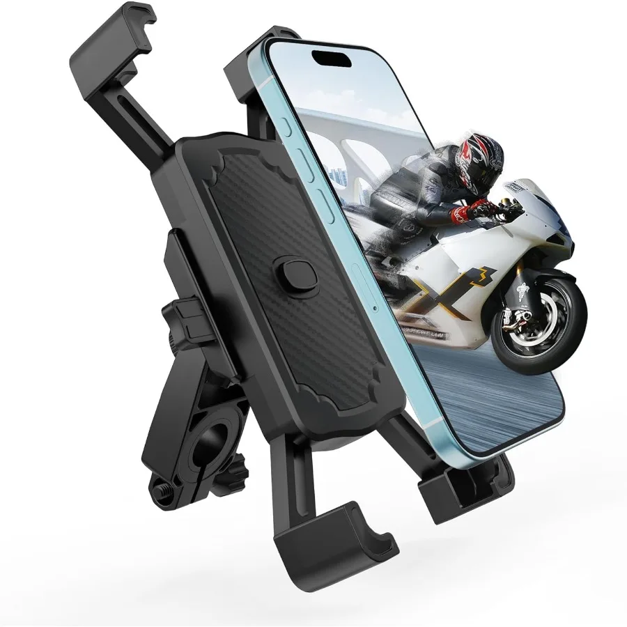 

Bike Phone Mount with OneHand Operation and 1S Lock Mechanism 360 Rotating Motorcycle Phone Holder for MTB and Scooter Use Comp