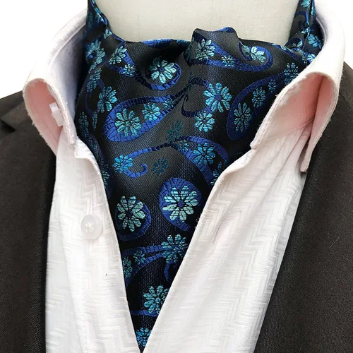 Imagen 2 del producto Corbata Ascot para hombre, corbatas florales de Cachemira para hombre, corbata tejida de poliéster Jacquard para boda, accesorios para fiesta de negocios