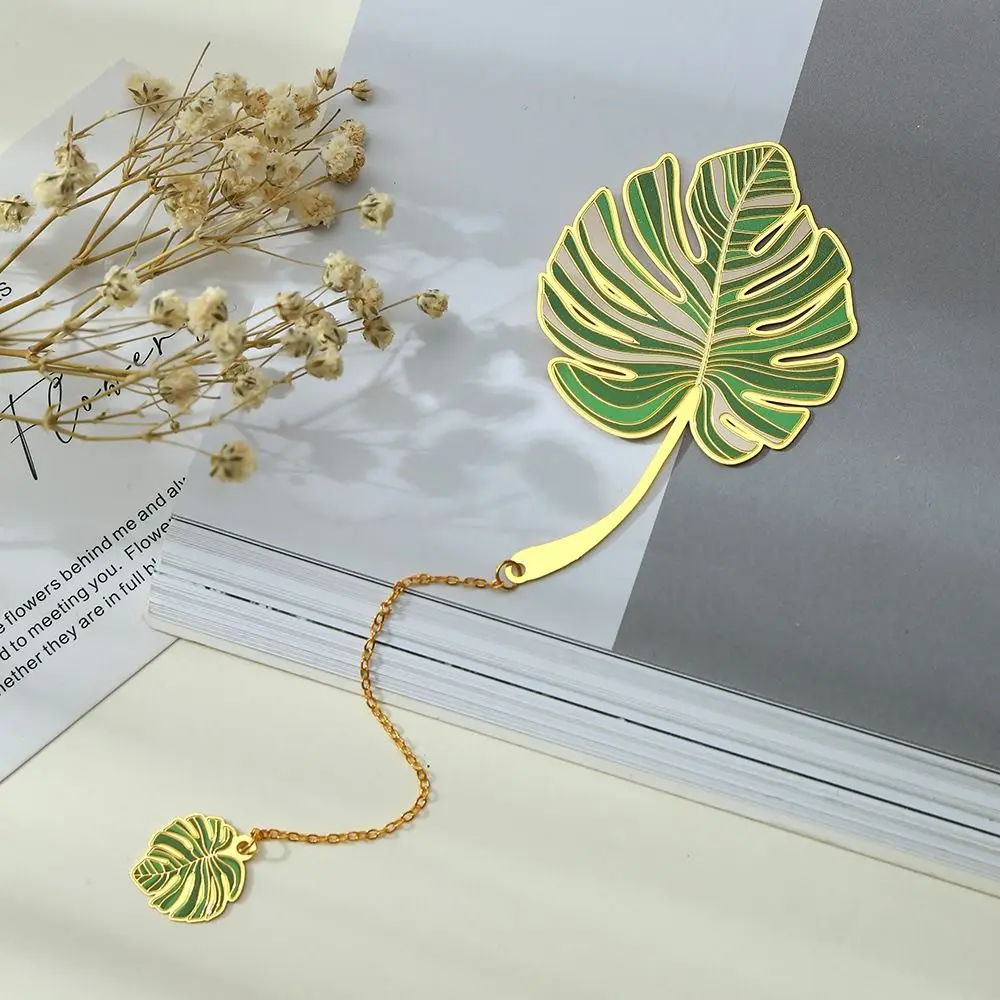Lotus Leaf Lotus Leaf Vein Metal Bookmark Metal Flower Chinese Style Bookmark Brass Leaf Green Leaf Bookmark Student Gift