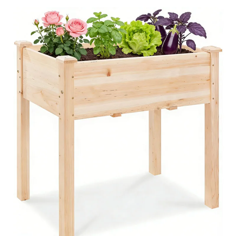

Wooden Raised Garden Bed Planter Box Outdoor Flower Pot Container For Vegetables Herbs Flowers Patio Garden Decoration