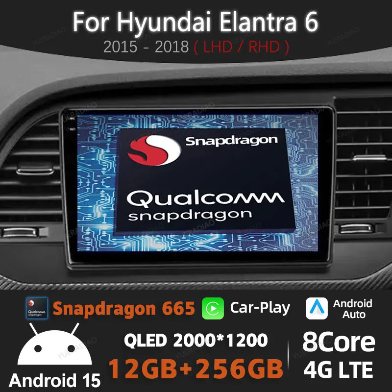 

Android 15 Car Radio For Hyundai Elantra 6 2015 2016 2017 2018 Qualcomm BT Multimedia Video Player QLED 2DIN Head Unit 4G WIFI