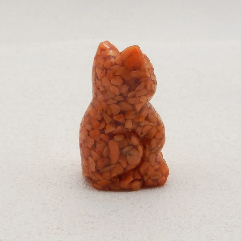 Lucky Cat Ornament Natural Stone Italian Coral Cute Cat For Decoration Gemstones Jewelry Pendant Free Drilling 43x25x18mm 24g