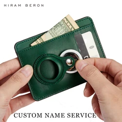 Custom Name Italian Vegetable Tanned Leather Air Tag Wallet Card Case Slim Gift for Men Dropship