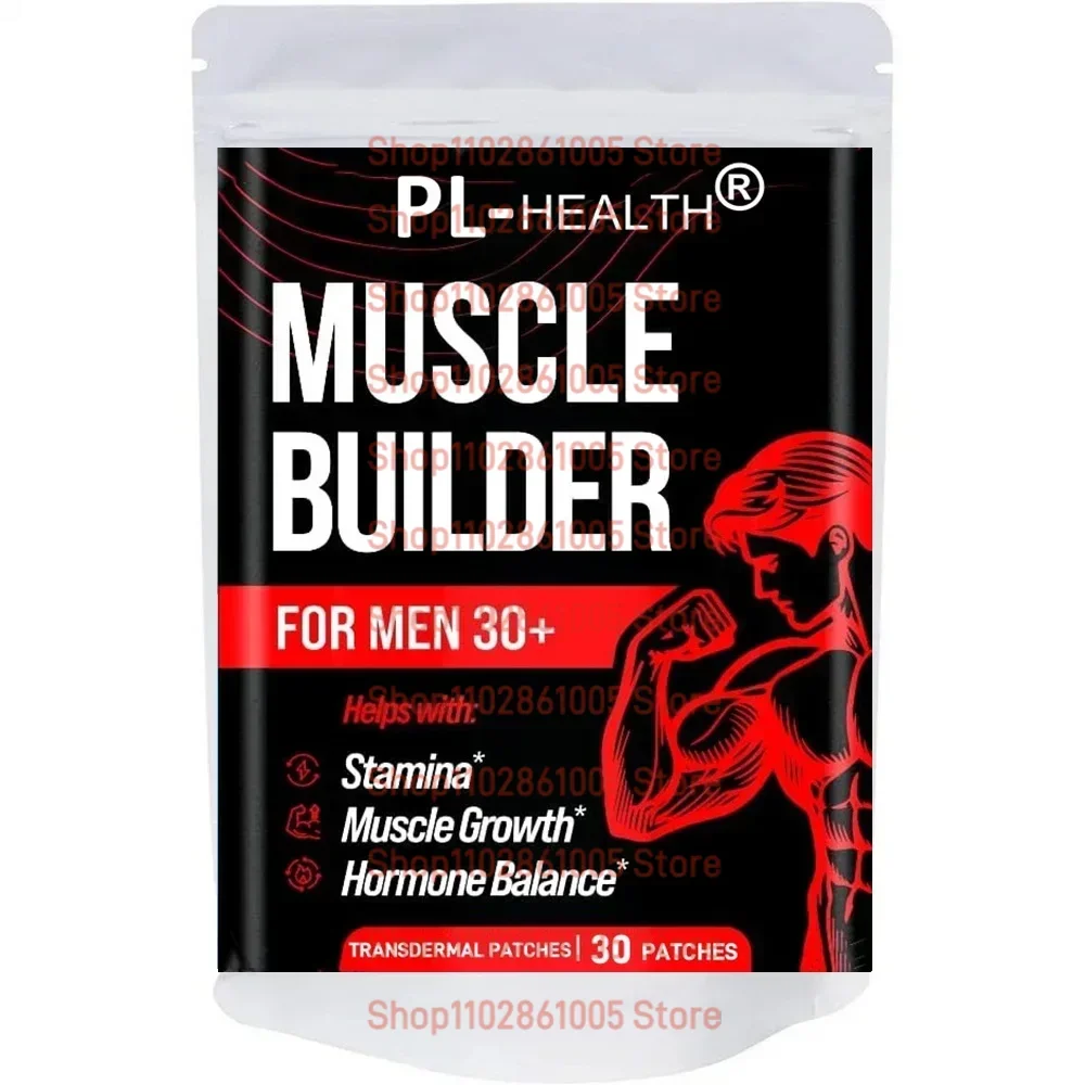 Muscle Builder & Hormone Balance Transdermal Patches for Men Boost Muscle,Strength Stamina - 30 Patches One Month Supply