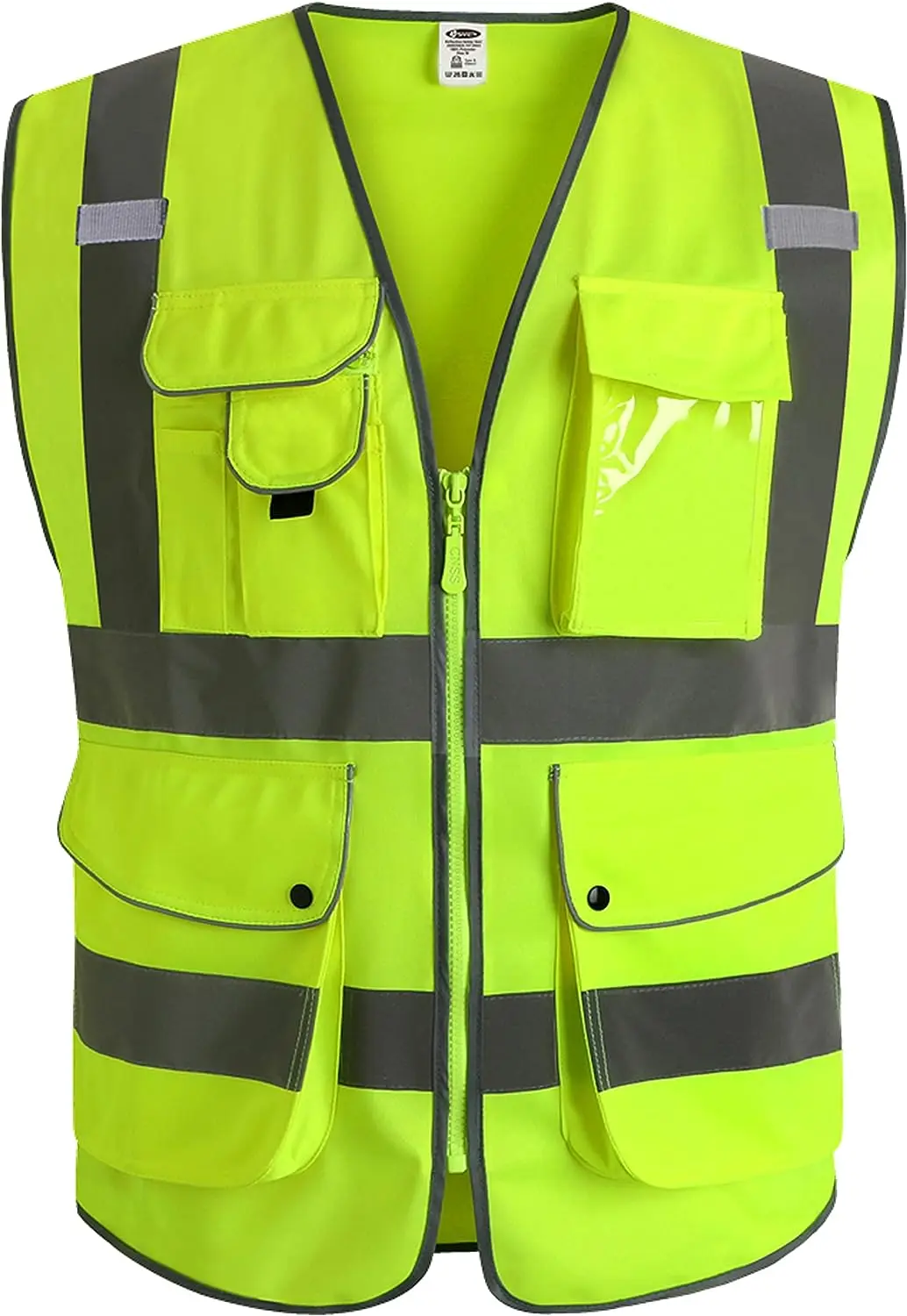 

Reflective Vest 9 Pockets Class 2 High Visibility Zipper Front Safety Vest With Reflective Strips,Meets ANSI/ISEA Standard