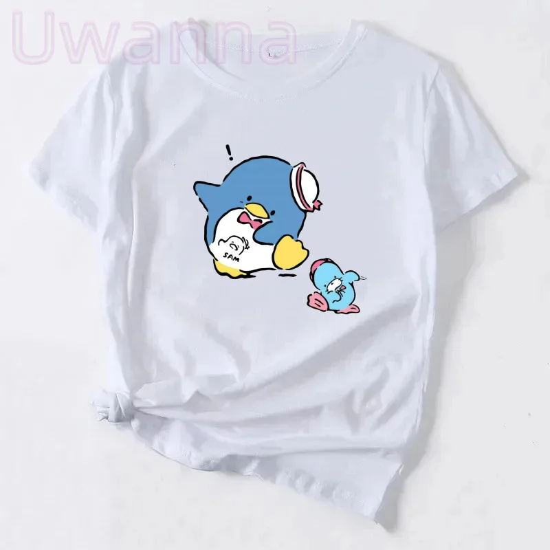 Cartoon Penguin T Shirt Women Graphic Tuxedosam T-shirt Funny Summer Tshirt 90s Anime Top Tee Female Cute Print Women T Shirts