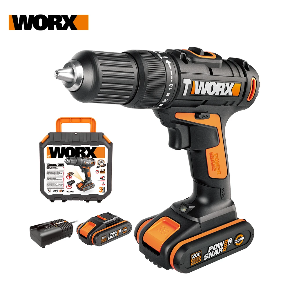 

Шуруповерт ударный Worx WX371.1 Аккумуляторный со светодиодсветильник кой, 20 в